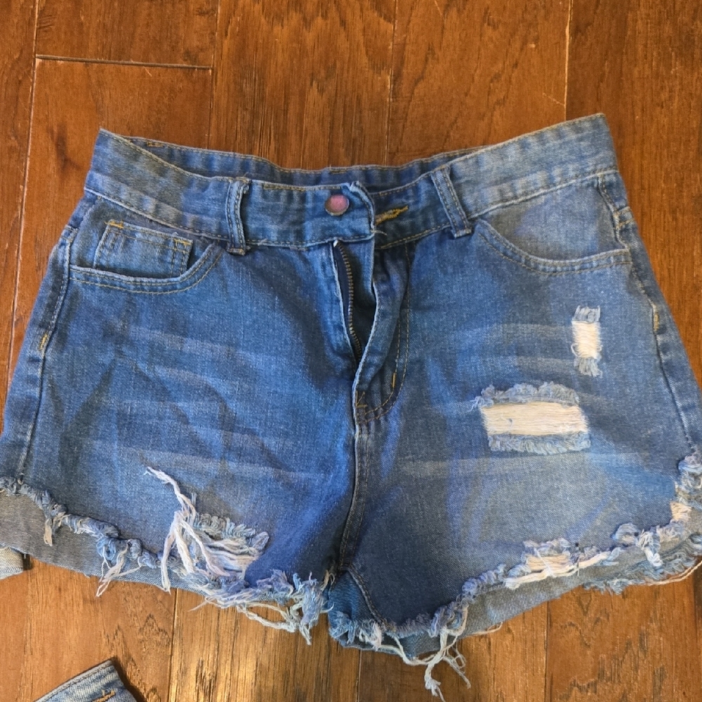 American Eagle Outfitters Blue Distressed Jean Shorts